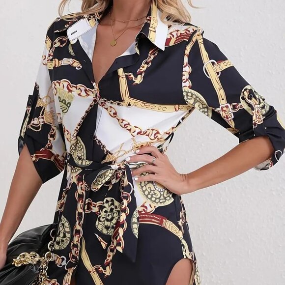 HIGH QUALITY Tops - Chain Golden Print Shirt (S-M-L-XL-XXL) (